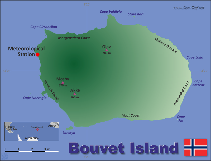 Mapa Bouvet - Isla División administrativa - Densidad de población 2018