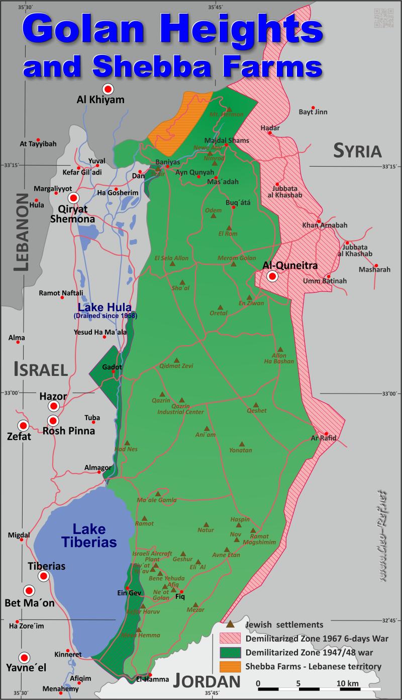 Mapa Altos del Golán División administrativa - Densidad de población 2019