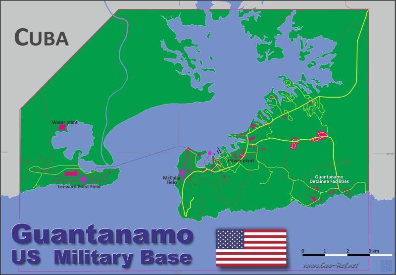 Karte Guantanamo - US Base - Verwaltungsstruktur - Bevölkerungsdichte 2017