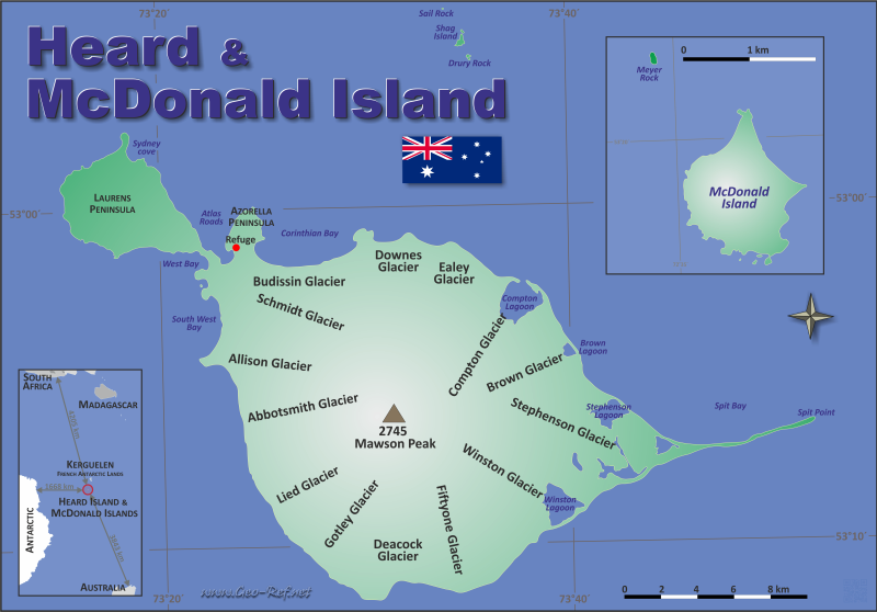 Mapa Heard y McDonald - Islas División administrativa - Densidad de población 2020