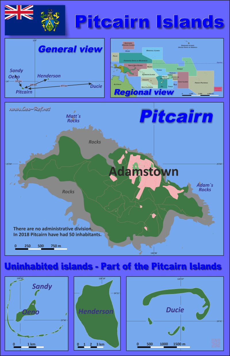 Map Pitcairn Islands - Administrative division - Population density 2018
