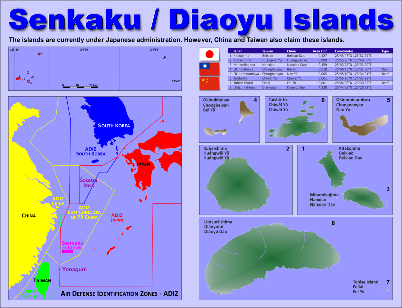 Karte Senkaku Inseln - Verwaltungsstruktur - Bevölkerungsdichte 0   