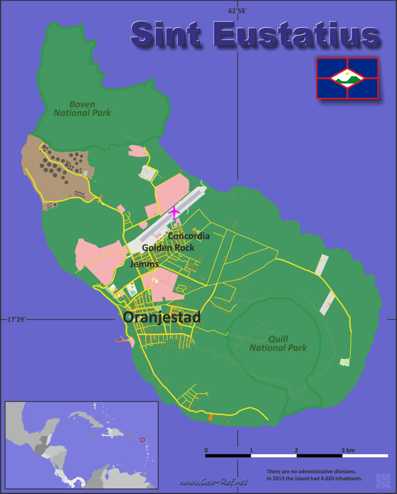 Karte Sint Eustatius - Verwaltungsstruktur - Bevölkerungsdichte 2020