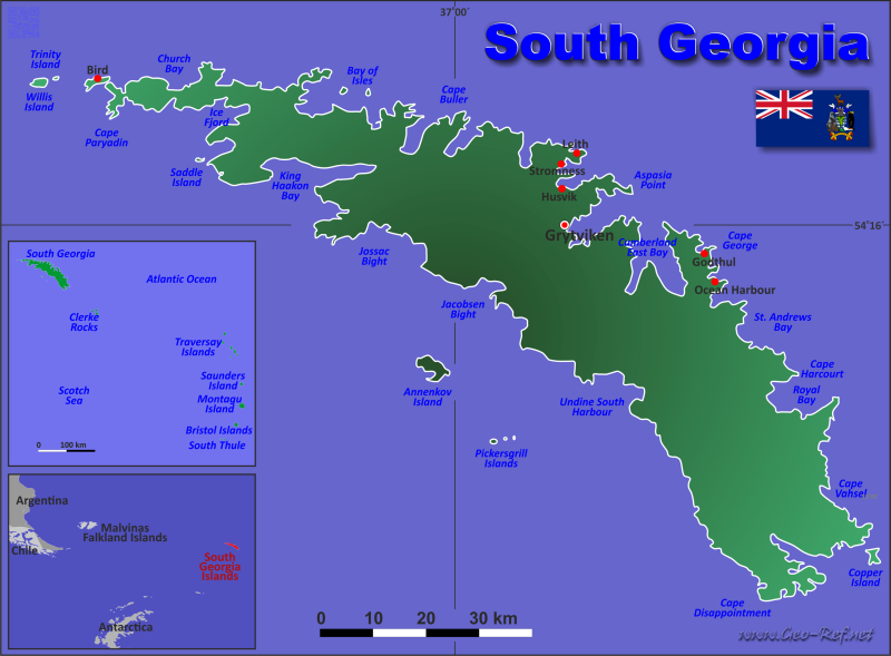 Map South Georgia Islands - Administrative division - Population density 2016
