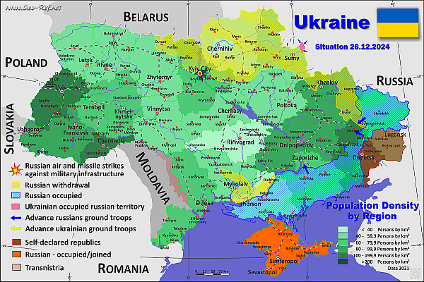 Mapa Guerra Russia - Ucraina - 26.12.2024