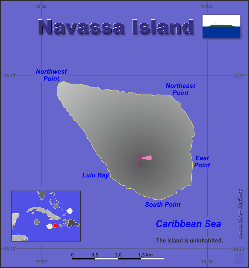 Karte Navassa - Verwaltungsstruktur - Bevölkerungsdichte 2020