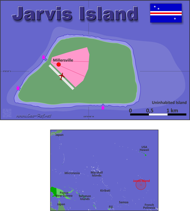 Mapa Isla Jarvis División administrativa - Densidad de población 2019