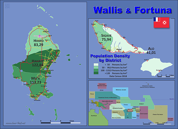 Wallis & Futuna Country data, links and map by administrative structure